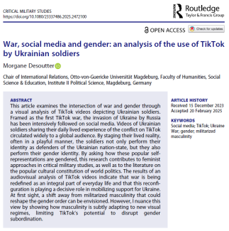 War  social media and gender  an analysis of the use of TikTok by Ukrainian soldiers